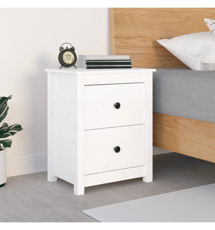 Table de chevet Blanc 50x35x61,5 cm Bois de pin massif | Mobilier & Déco