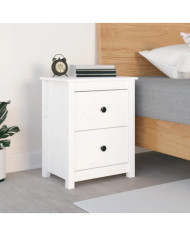 Table de chevet Blanc 50x35x61,5 cm Bois de pin massif | Mobilier & Déco