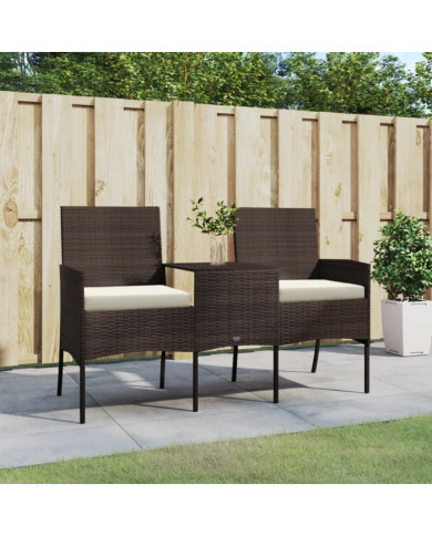 Canapé de jardin 2 places et table basse Résine tressée Marron | Mobilier & Déco