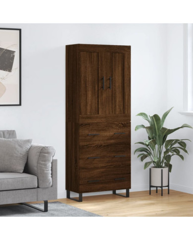 Buffet haut Chêne marron 69,5x34x180 cm Bois d'ingénierie | Mobilier & Déco