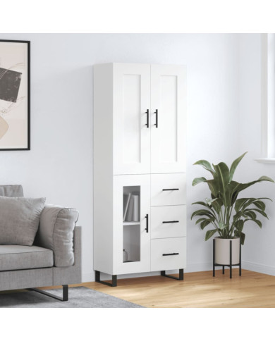 Buffet haut Blanc 69,5x34x180 cm Bois d'ingénierie | Mobilier & Déco