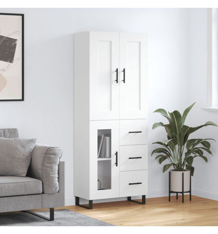 Buffet haut Blanc 69,5x34x180 cm Bois d'ingénierie | Mobilier & Déco