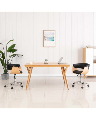 Chaise pivotante à manger Noir Bois courbé et similicuir | Mobilier & Déco
