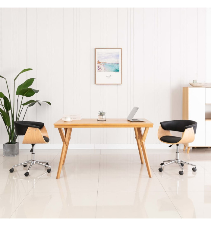 Chaise pivotante à manger Noir Bois courbé et similicuir | Mobilier & Déco