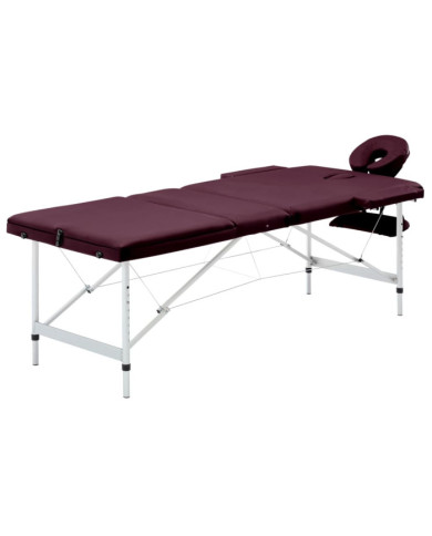 Table de massage pliable 3 zones Aluminium Violet vin | Mobilier & Déco
