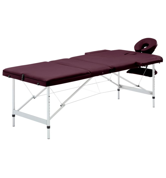 Table de massage pliable 3 zones Aluminium Violet vin | Mobilier & Déco