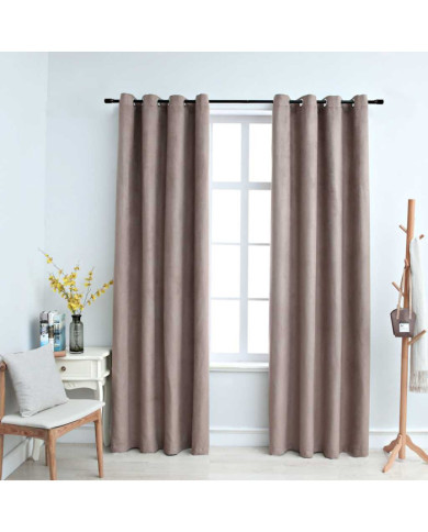Rideaux occultants avec anneaux en métal 2 pcs Taupe 140x245 cm | Mobilier & Déco