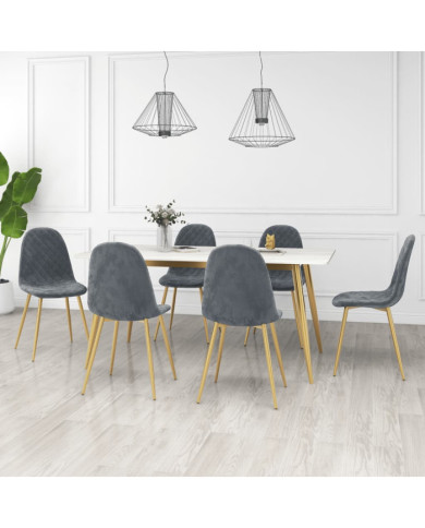 Chaises à manger lot de 6 vert foncé velours | Mobilier & Déco