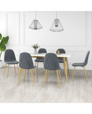Chaises à manger lot de 6 vert foncé velours | Mobilier & Déco