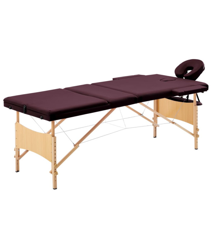 Table de massage pliable 3 zones Violet vin | Mobilier & Déco
