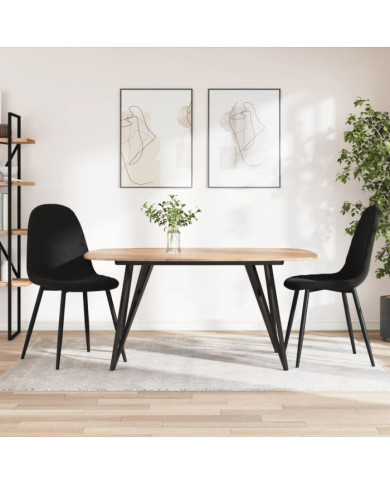 Chaises à manger lot de 2 Noir Velours | Mobilier & Déco