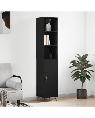 Buffet haut Noir 34,5x34x180 cm Bois d'ingénierie | Mobilier & Déco