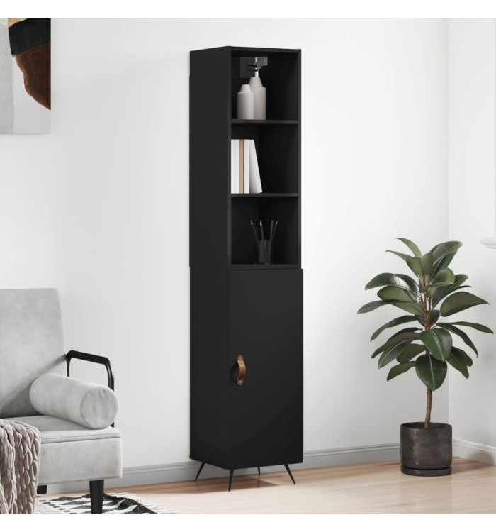 Buffet haut Noir 34,5x34x180 cm Bois d'ingénierie | Mobilier & Déco