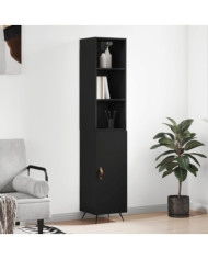 Buffet haut Noir 34,5x34x180 cm Bois d'ingénierie | Mobilier & Déco