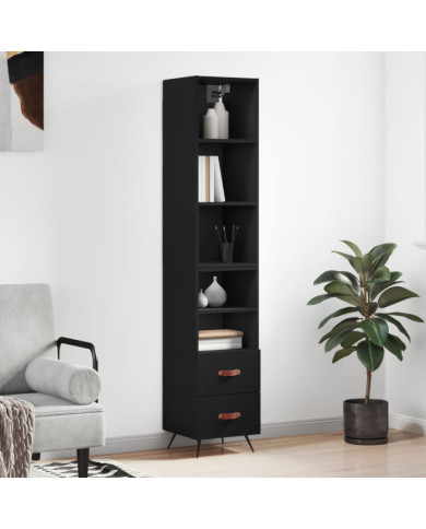 Buffet haut Noir 34,5x34x180 cm Bois d'ingénierie | Mobilier & Déco