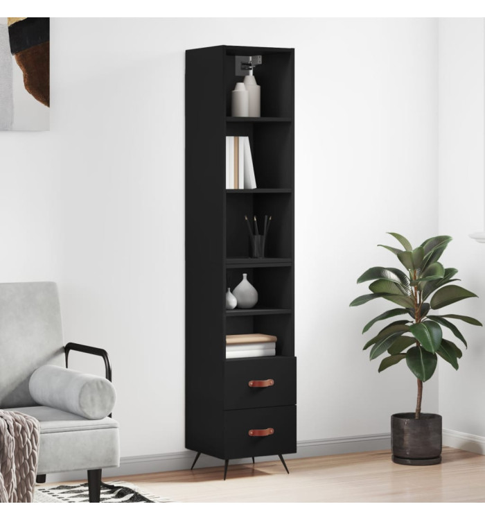 Buffet haut Noir 34,5x34x180 cm Bois d'ingénierie | Mobilier & Déco