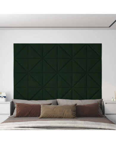 Panneaux muraux 12 pcs Vert foncé 30x30 cm Velours 0,54 m² | Mobilier & Déco