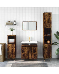 Armoire de bain chêne fumé 58x33x60 cm bois d'ingénierie | Mobilier & Déco
