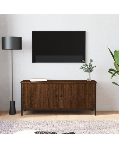 Meuble TV avec portes chêne marron 102x35x45 cm bois ingénierie | Mobilier & Déco