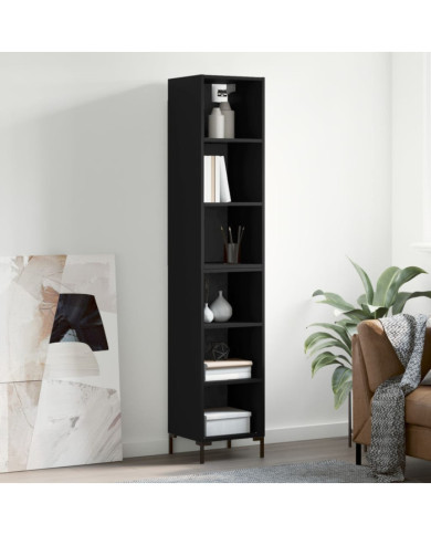 Buffet haut Noir 34,5x32,5x180 cm Bois d'ingénierie | Mobilier & Déco