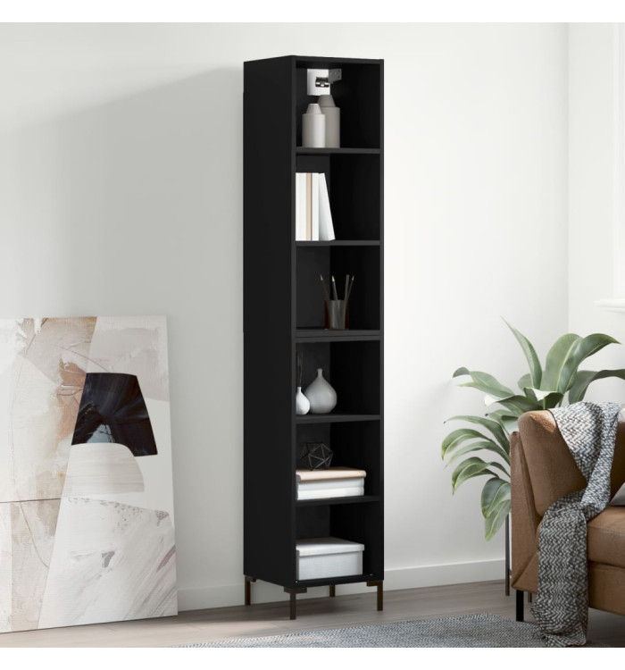 Buffet haut Noir 34,5x32,5x180 cm Bois d'ingénierie | Mobilier & Déco