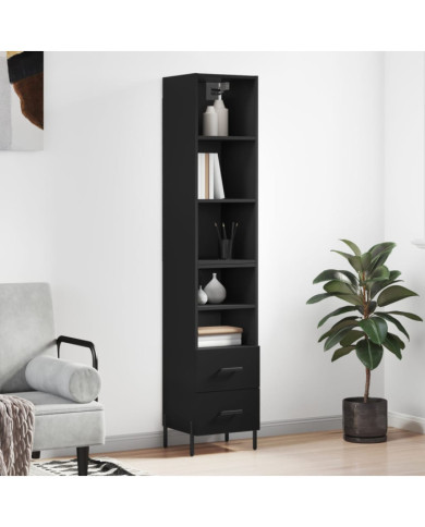Buffet haut Noir 34,5x34x180 cm Bois d'ingénierie | Mobilier & Déco