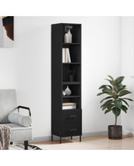 Buffet haut Noir 34,5x34x180 cm Bois d'ingénierie | Mobilier & Déco