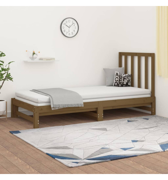 Lit coulissant sans matelas marron miel 2x(90x200) cm | Mobilier & Déco
