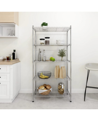 Étagère de rangement 5 niveaux 90x35x180 cm Chrome 250 kg | Mobilier & Déco