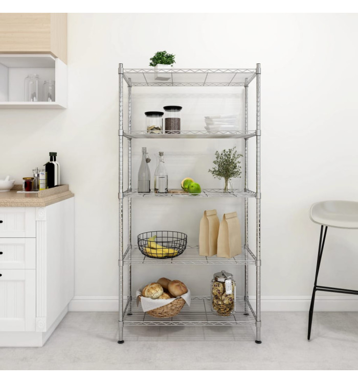 Étagère de rangement 5 niveaux 90x35x180 cm Chrome 250 kg | Mobilier & Déco
