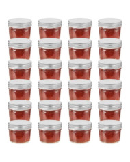 24 pcs Pots à confiture avec couvercles argentés Verre 110 ml | Mobilier & Déco