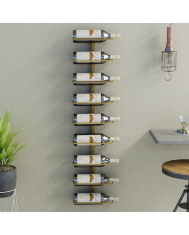 Casier à vin mural pour 9 bouteilles Doré Fer | Mobilier & Déco