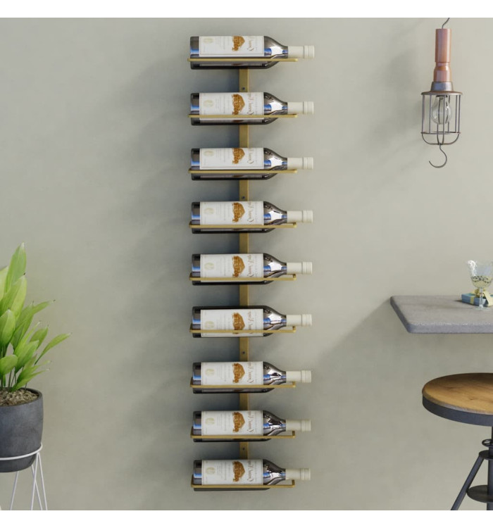 Casier à vin mural pour 9 bouteilles Doré Fer | Mobilier & Déco