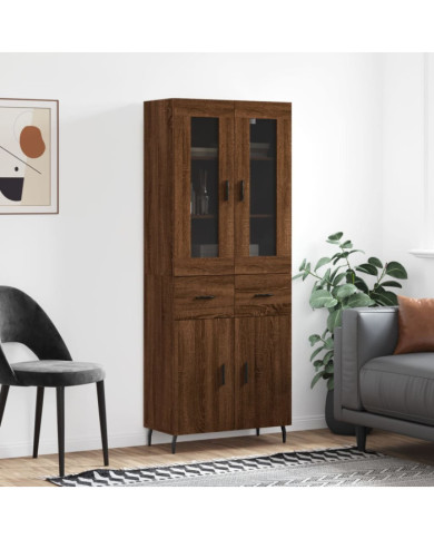 Buffet haut Chêne marron 69,5x34x180 cm Bois d'ingénierie | Mobilier & Déco