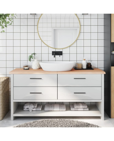 Comptoir de salle de bain 160x60x(2-4)cm bois massif non traité | Mobilier & Déco