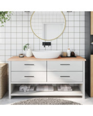 Comptoir de salle de bain 160x60x(2-4)cm bois massif non traité | Mobilier & Déco