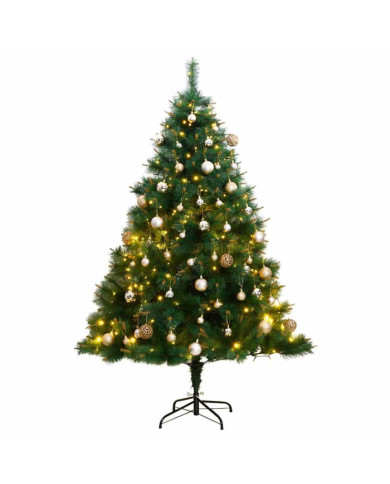 Sapin de Noël artificiel articulé 300 LED et boules 240 cm | Mobilier & Déco