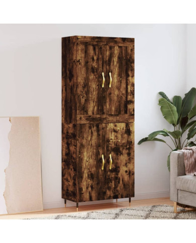 Buffet haut Chêne fumé 69,5x34x180 cm Bois d'ingénierie | Mobilier & Déco