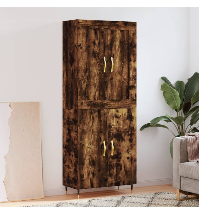 Buffet haut Chêne fumé 69,5x34x180 cm Bois d'ingénierie | Mobilier & Déco