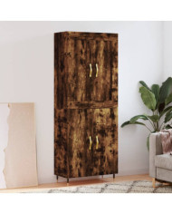 Buffet haut Chêne fumé 69,5x34x180 cm Bois d'ingénierie | Mobilier & Déco