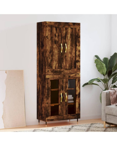 Buffet haut Chêne fumé 69,5x34x180 cm Bois d'ingénierie | Mobilier & Déco