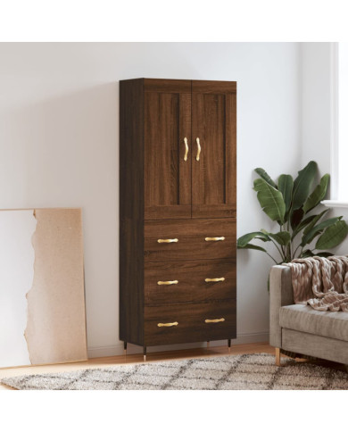 Buffet haut Chêne marron 69,5x34x180 cm Bois d'ingénierie | Mobilier & Déco