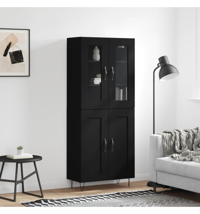 Buffet haut Noir 69,5x34x180 cm Bois d'ingénierie | Mobilier & Déco