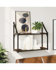 Étagère murale 2 niveaux chêne marron 60x21x51 cm | Mobilier & Déco