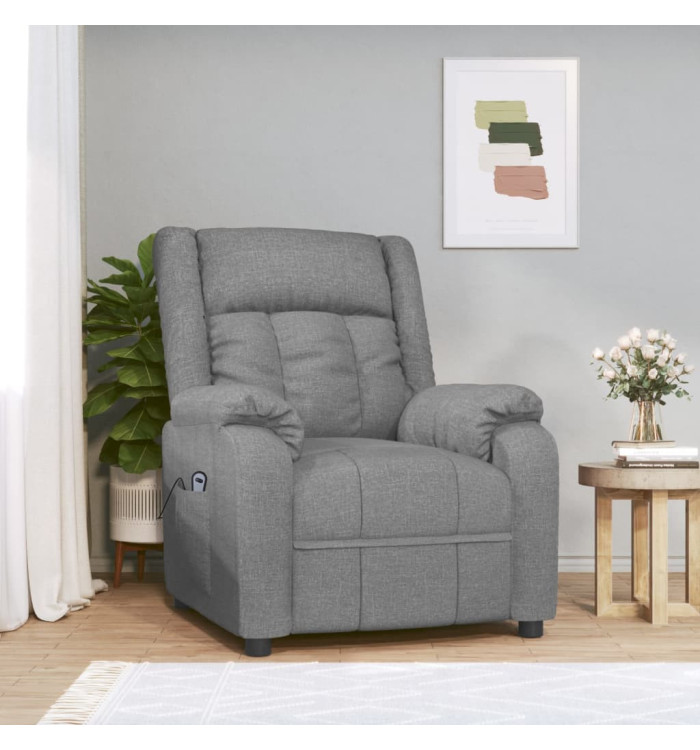 Fauteuil inclinable électrique Gris clair Tissu | Mobilier & Déco