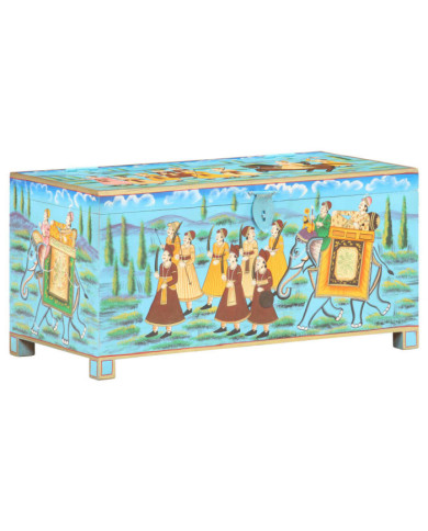 Boîte de rangement peinte à la main 80x40x40cm Bois de manguier | Mobilier & Déco