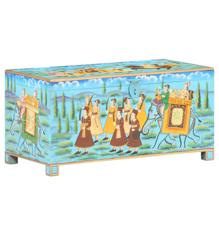 Boîte de rangement peinte à la main 80x40x40cm Bois de manguier | Mobilier & Déco