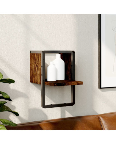 Étagère murale avec barre chêne fumé 20x25x30 cm | Mobilier & Déco