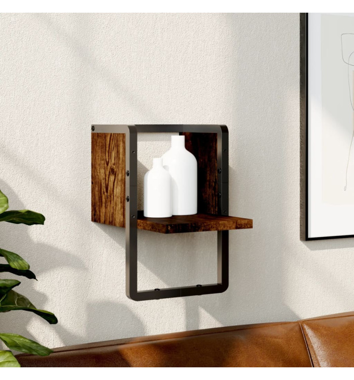 Étagère murale avec barre chêne fumé 20x25x30 cm | Mobilier & Déco