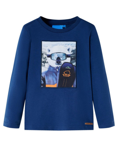 T-shirt pour enfants à manches longues bleu jean 140 | Mobilier & Déco
